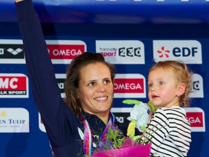 MANAUDOU Laure FRA con la figlia Manon