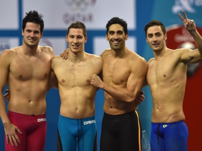 D'ARRIGO Andrea Mitchell, BELOTTI Marco, DI FABIO Nicolangelo, MAGNINI Filippo ITA Silver Medal Men's 4x200 Freestyle Relay Staffetta