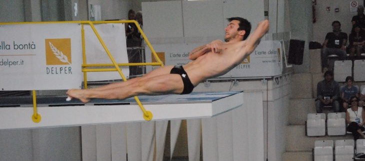 Michele Benedetti in azione nella gara dal trampolino da 3m (Foto di Sara Ciafardo)