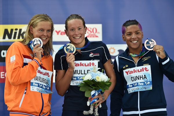 Sharon Van ROUWENDAAL NED Silver Medal , Aurelie MULLER FRA Gold Medal, Ana Marcela CUNHA BRA Bronze Medal 