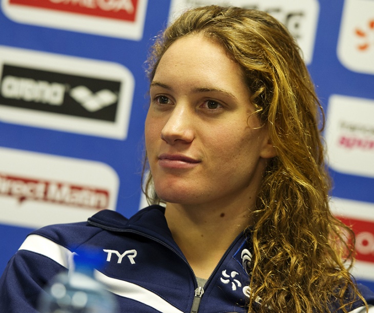 Camille Muffat FRA.Press Conference.XVI European Short Course Swimming Championships.Chartres - FRA France Nov. 22 -25 2012.Day 00.Photo G.Scala/Deepbluemedia/Insidefoto