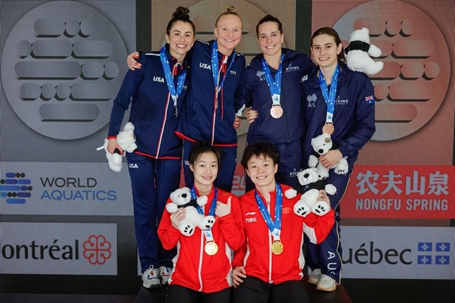 podio trampolino 3mt sincro femminile