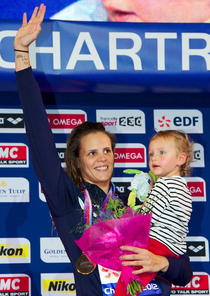 MANAUDOU Laure FRA con la figlia Manon