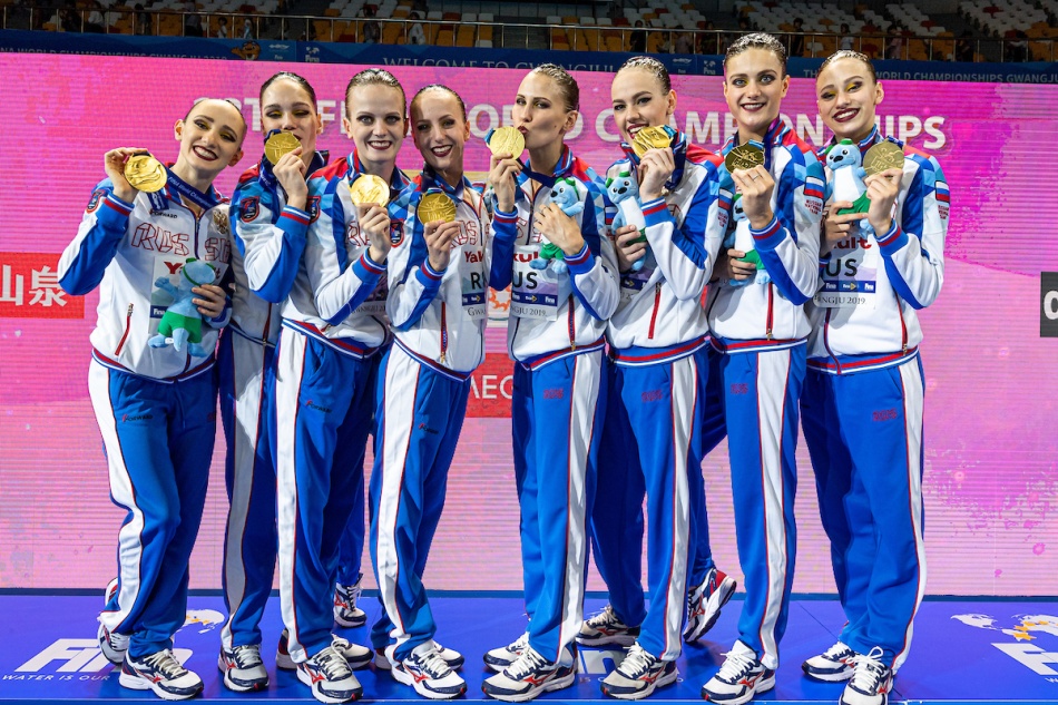 RUS - Russian Federation ARKHIPOVSKAIA A. CHIGIREVA Vlada GOLIADKINA Marina KALININA Veronika KOMAR Polina SHISHKINA Alla SHUROCHKINA Maria SUBBOTINA Varvara Gold Medal