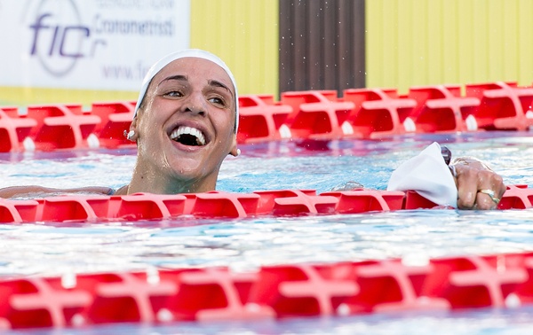 Il sorriso di Giada Galizi all'arrivo dei 100 sl donne: è seconda con il suo primato personale