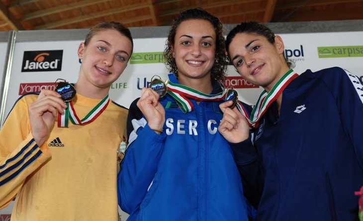 Giulia De Ascentis, argento, Aniene, Michela Guzzetti, oro, Esercito, Chiara Boggiatto , bronzo, Nuoto Livorno