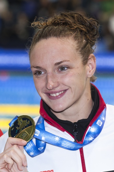 Il sorriso di Katinka Hosszu dopo aver conquistato l'oro nei 200 metri e il tris di vittorie nei misti