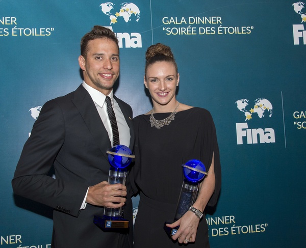 Chad Le Clos (RSA) SWIMMING MEN FINA Athlete of the Year 2014 (L);  Katinka Hosszu (HUN) SWIMMING WOMEN FINA Athlete of the Year 2014 (R)