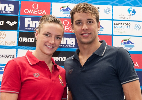 Katinka Hosszu Hungary (L) Chad Le Clos South Africa (R)