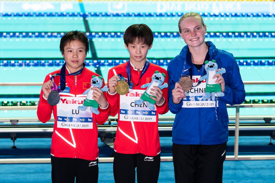 CHEN Yuxi CHN CHINA Gold Medal, LU Wei CHN CHINA Silver Medal, SCHNELL Delaney USA UNITED STATES OF AMERICA Bronze Medal